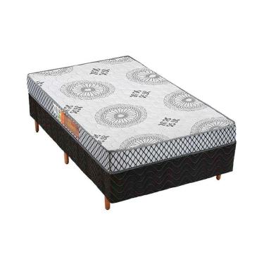 Imagem de Cama Box Solteiro: Colchão Espuma Polar Pérola + Base Crc Suede Black(88X188)