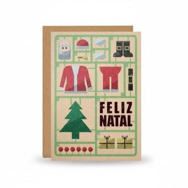 Imagem de Cartão de Natal Look Noel, Papel Texturizado 250g, com Envelope Colorido e Saquinho Plástico, Tema Feliz Natal, Impressão Digital