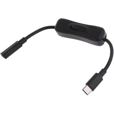 Imagem de Cabo de extensão preto USB C macho para fêmea tipo C interruptor liga/desliga em linha para 4 cabos de interruptor de alimentação, cabos de alimentação de áudio e vídeo