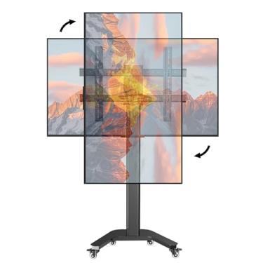 Imagem de GUZHIKU Suporte de TV giratório, carrinho de TV móvel para 94.0-203.2 cm até 58.5 kg, rotação vertical e horizontal ± 90°, altura ajustável 50 52 55 58 60 65 70 75 203.2 cm, Max VESA 800x600, preto