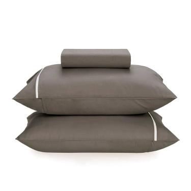 Imagem de Jogo de Lençol 160 Fios Noah - Grafite/Branco - King - Karsten