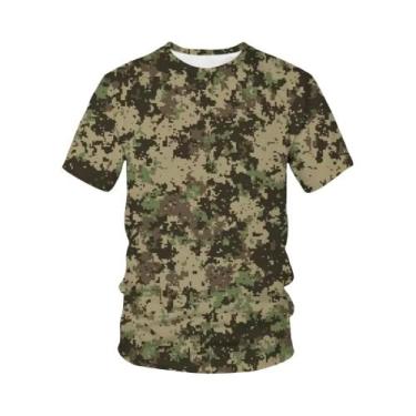 Imagem de Camiseta Oversized Estampada Em 3D Camuflada Para Homens E Mulheres, M