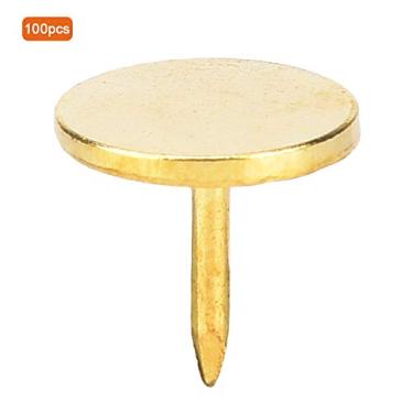 Imagem de Tachas de Polegar de Ouro, 100pcs Estofados de Cabeça Plana Unhas Redondo Móveis Antigos (Diâmetro 9mm*Comprimento total 8mm)