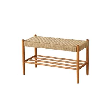 Imagem de Armários para sapatos com prateleiras para sapatos Banco de sapato, banco armazenamento sapatos madeira borracha, para entrada, ideal para corredor, sala estar, quarto(60 * 34 * 38cm)