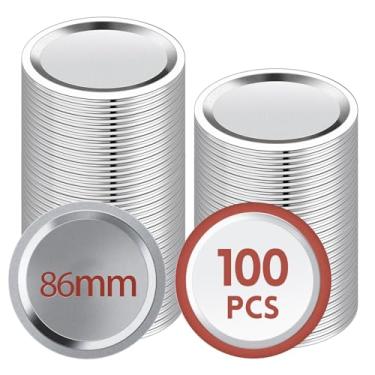 Imagem de 100 Peças Tampas de Lata 86mm Grau Alimentar Sem BPA Herméticas e à Prova Vazamentos em Lata-de-Estrela para Potes Mason Boca Larga Freezer Micro-onda