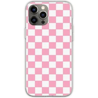 Imagem de Capa de telefone compatível com iPhone 17 Motion Edition rosa xadrez TPU macio silicone capa à prova de choque