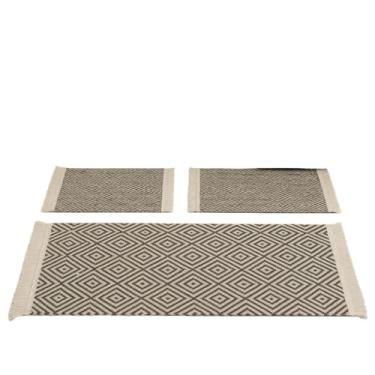 Imagem de Tapete de cozinha + passadeira de corrida 100% algodão - Conjunto Premium feito à mão Deluxe(Cinza Escuro)