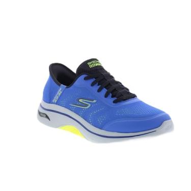 Imagem de Skechers Tênis masculino Hands Free Slip-ins Go Walk Arch Fit 2.0 - Simplicity 2.5, Azul/Amarelo, 9.5 X-Wide