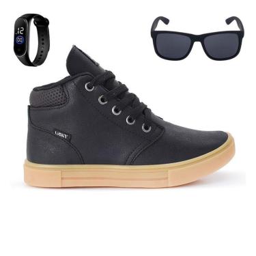 Imagem de Tênis Botinha Infantil Masculino Casual Cano Alto Confortavel + Oculos + Relogio-Masculino