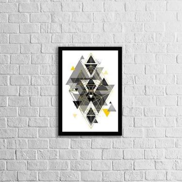 Imagem de Quadro Abstrato Geométrico Triângulos Pretos 24X18Cm