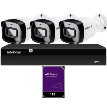 Imagem de Kit 3 Câmeras IP Vipc 1230B Intelbras NVD 1404P HD 1TB Purple