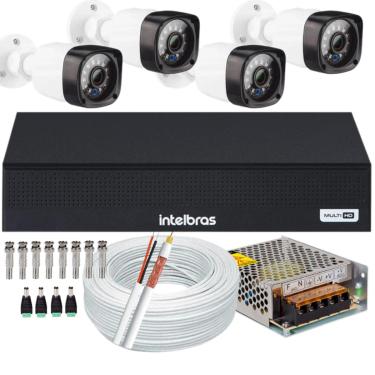 Imagem de Kit 4 cameras seguranca 2mp Full HD DVR Intelbras 1004c S/ HD