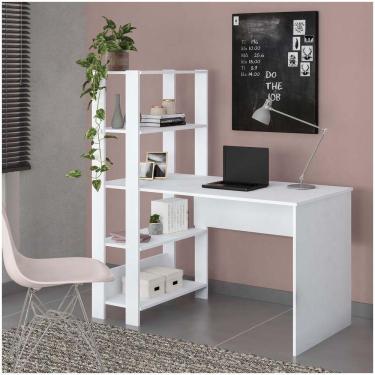 Imagem de Escrivaninha Com Estante Match Branco 4 Prateleiras Artely