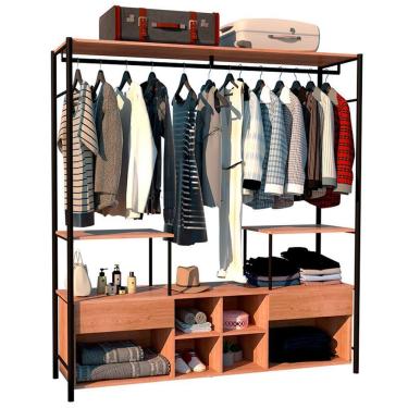 Imagem de Guarda Roupa Casal Industrial 174cm 02 Gavetas Preto