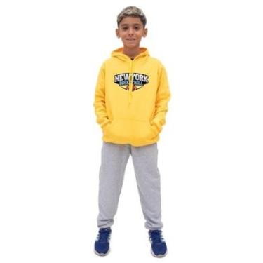 Imagem de Conjunto Moletom Infantil Canguru Estampa New York Basketball Com Calça Estiloso Quenti...
