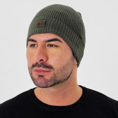 Imagem de Gorro GDom Tricot com Dobra Masculino, UN, Verde bosque
