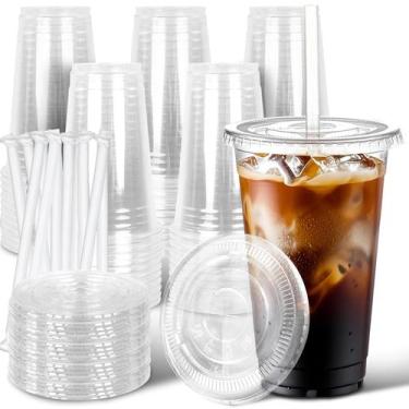 Imagem de Copos de café gelado de plástico Ginkgo, pacote com 50 ml, 600 ml com 