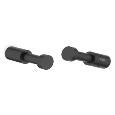 Imagem de Kit com 2 Cabide Flow Design Redondo Moderno Cinza/Preto Matte Celite