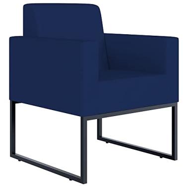 Imagem de Poltrona Decorativa Sala Estar Recepção Base Fixa De Metal Helô L02 Suede Azul Marinho - Lyam Decor