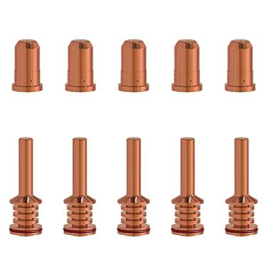Imagem de KEMAO 5 peças 420134 bocal de corte plasma 5 peças 420132 pontas de eletrodo adequadas para PMX 30 Air Plasma Cutting Torch consumível