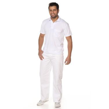 Imagem de Calça Branca Masculina com Cós Meio Elástico