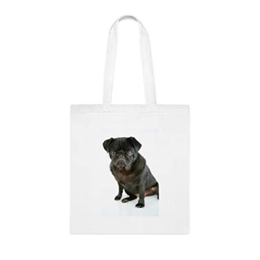 Imagem de Sacola engraçada para cachorro pug, presente para cachorro pug, presente para pug, aniversário de cachorro pug bolsa de ombro para cachorro pug, sacola reutilizável para cachorro pug, Branco