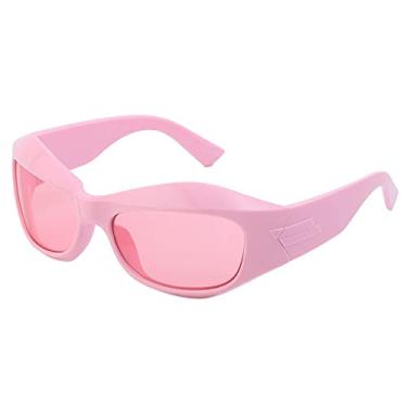 Imagem de Óculos de sol para mulheres Óculos de sol com perna de gato e óculos de sol masculino Cool Punk Hip Hop Óculos de sol femininos, rosa rosa, tamanho único