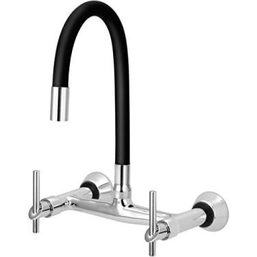 Imagem de Misturador de Cozinha Flexível Preto Parede 1/4 de Volta Acabamento:Volante C61