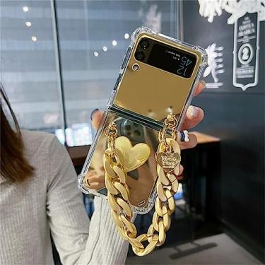 Imagem de 3D Love Heart Bracelet Mirror Case para Samsung Galaxy Z Flip 3 5G Z Flip3 4 Zflip3 Capa traseira à prova de choque, A, para Samsung Z Flip 3