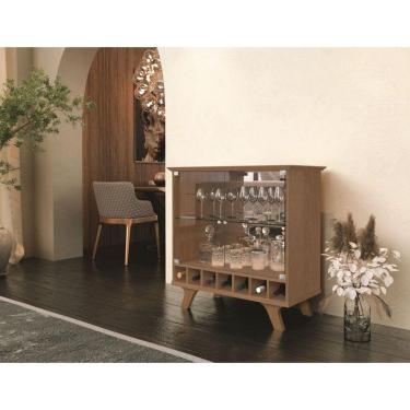 Imagem de Aparador Cristaleira 2 Portas com Adega Encanto Móveis Fazzio Freijó