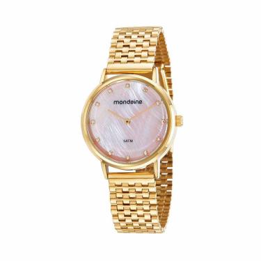 Imagem de Relógio MONDAINE feminino analógico dourado rosa 76782LPMVDE3