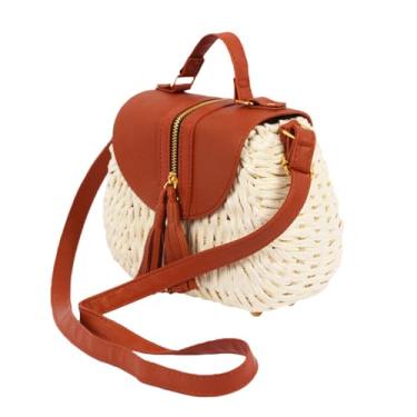 Imagem de Adorainbow 1 pç Bolsa de tecido vintage bolsa de praia de verão bolsa de praia transversal bolsa mensageiro bolsa de lazer bolsa de palha bolsa feminina bolsa de ombro bolsa transversal conjunto de