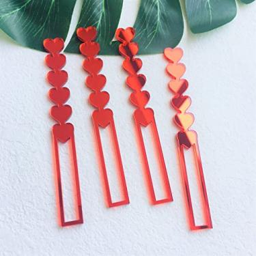 Imagem de CHENRUI 20 peças de palitos de bolo de acrílico para coração, palitos de picolé fofos para chá de bebê para aniversário dos namorados (espelho vermelho)