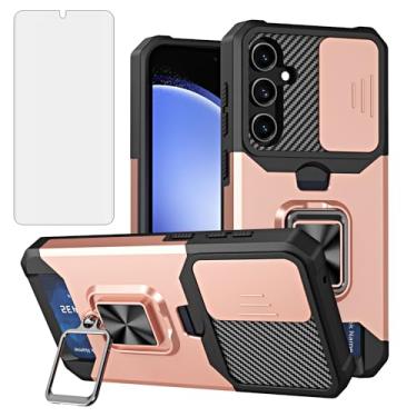 Imagem de Asuwish Capa de telefone para Samsung Galaxy S24 Plus S24+ 5G com capa de câmera deslizante e protetor de tela de vidro temperado suporte de cartão anel acessórios para celular S24plus 24S + S 24 24+