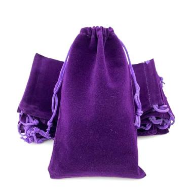 Imagem de AEAOA Sacos de presente, pacote com 25 peças de bolsas de joias de veludo com cordão de 15 x 10 cm, para doces, pinos, joias, guloseimas, lembrancinhas de festa de aniversário (Roxo)