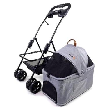 Imagem de Carrinho de passeio com berço removível para Pet, animal de estimação, cachorro, cão, gato de pequeno porte até 15 Kg