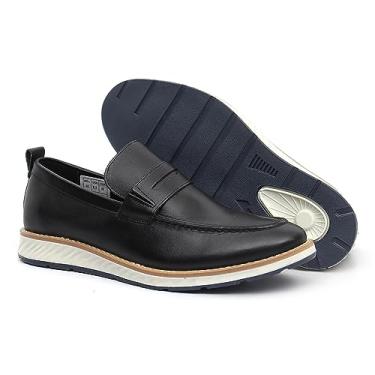 Imagem de Sapato de Couro Casual Masculino Loafer Elegante Social Monk Cor:Preto;Tamanho:39