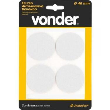 Imagem de Feltro Adesivo Branco Redondo 46mm Com 04 Vonder