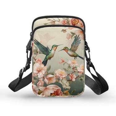Imagem de BYCHECAR Bolsa tiracolo esportiva de viagem casual para crianças e adolescentes, Flor de beija-flor 1, One Size