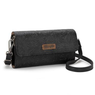 Imagem de Wrangler Bolsa de couro pequena bolsa transversal lateral para mulheres mini bolsa de telefone, Colorado, preto
