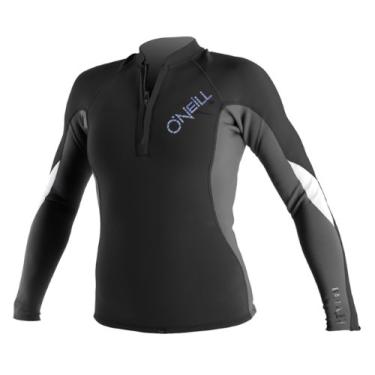 Imagem de O'Neill Wetsuits Jaqueta feminina Bahia com zíper frontal de 1 mm, preto/grafite/branco, 40