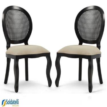 Imagem de Kit 02 Cadeiras Medalhão Sem Braço - Preto Provençal - Datelli Design,