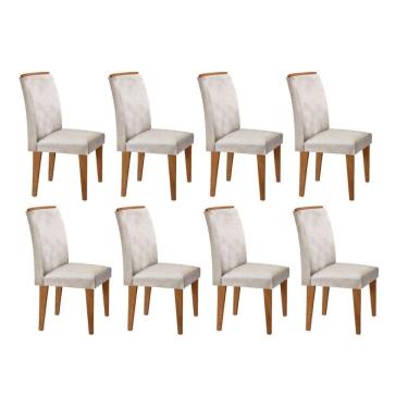 Imagem de Kit 8 Cadeiras Sala Jantar Lunara 8 Un Imbuia/Suede Creme - Rufato