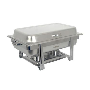 Imagem de Rechaud Duplo Retangular Inox 2 Cubas 1/2 9 litros Fogareiro A Alcool 