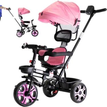 Imagem de Triciclo Infantil Bebê Baby Style 2 em 1 Zupa com Assento Giratório 360°, Capota Removível e Haste de Empurrar – Certificado INMETRO (Rosa)