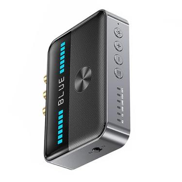 Imagem de DBEIXIWEI Adaptador receptor transmissor sem fio Bluetooth 5.3 com interfaces coaxiais, AUX, RCA, suporta disco U para reprodução de áudio