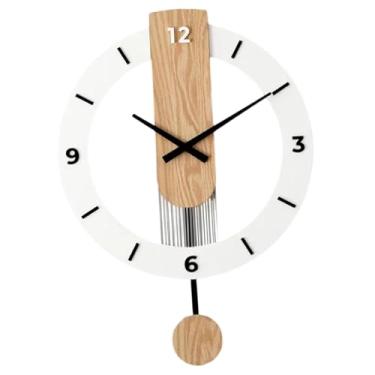 Imagem de WeiLaiKeQi Relógio de parede pendurado Relógio Decoração de arte Modern prático com pêndulo silencioso para o quarto Basa da sala de estar da fazenda Bar