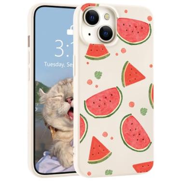 Imagem de LuminousGuard Capa para iPhone 14, linda capa de telefone kawaii melancia branca de silicone líquido slim fit capa protetora de borracha gel macio para mulheres e meninas