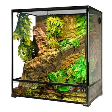 Imagem de REPTI ZOO Tanque grande de vidro alto para répteis 91 x 45 x 91 cm, terrário vertical de répteis de 100 galões com tela para sapo lagarto camaleão arbóreo, tanque de viveiro paludário