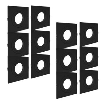 Imagem de Kit 30 Spot Embutir Quadrado Recuado Preto p/ Lâmpada Dicróica Mr16 Gu